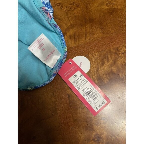 NWT Xhilaration Blue Floral Bikini Bottom Swimwear Women's Ladies Size XS - Picture 3 of 4